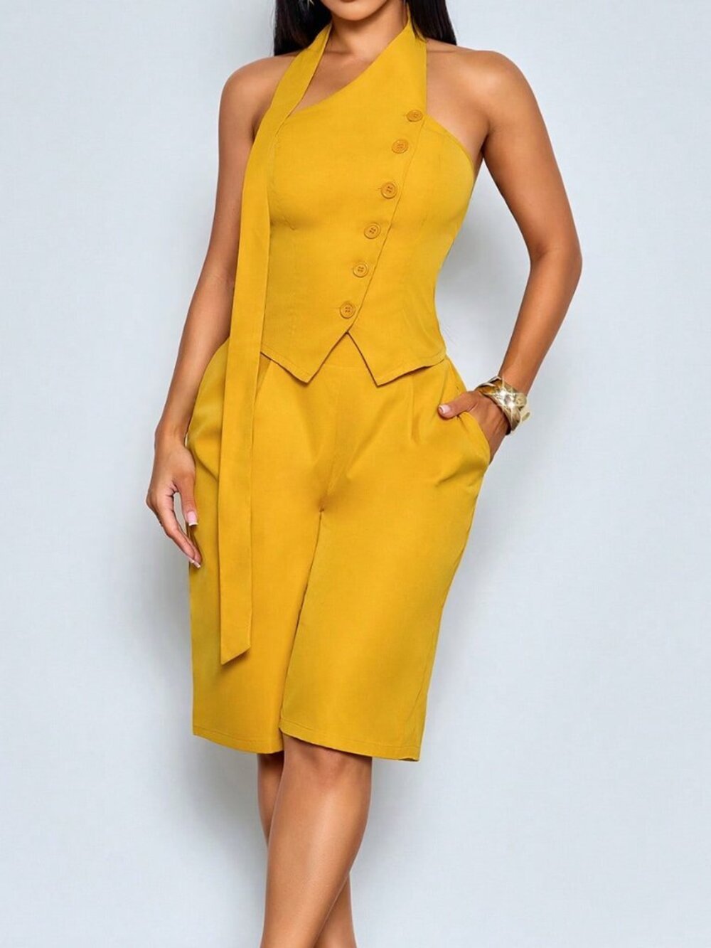 Yellow Elegant Women's Two-Piece Spring Set - Picture 7 of 9